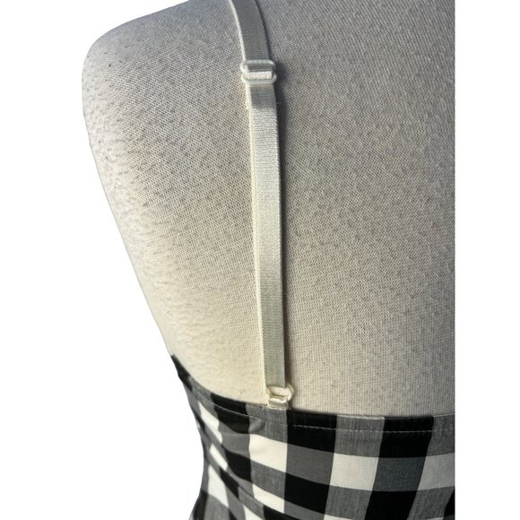 NWOT HERA Dress Large Black White Plaid Button Front Mini Stretch Ruffle - Picture 10 of 13